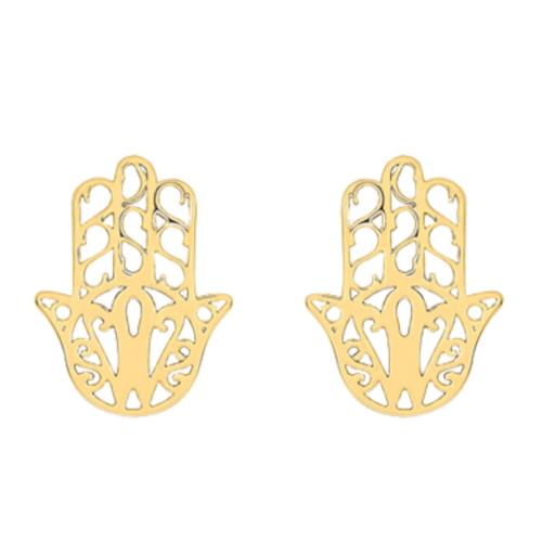 Gold Hamsa Hand Stud Earrings