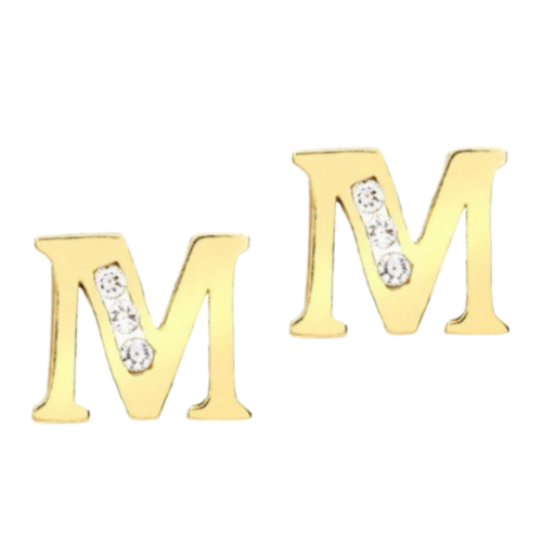 Solid Gold Initial Earrings