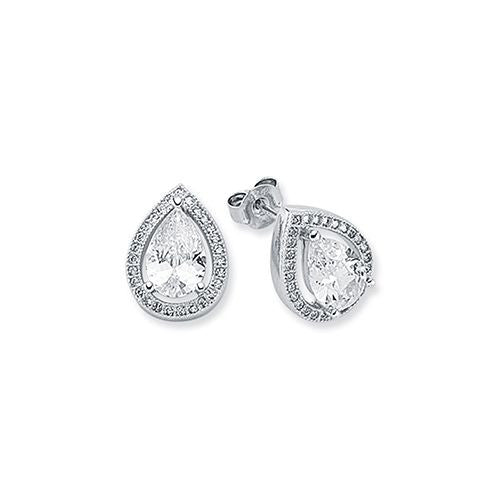 Pear Shape Halo Studs